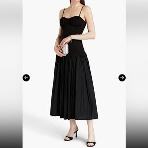 NICHOLAS gathered Cotton-Jersey And Poplin Midi Dress - Black
